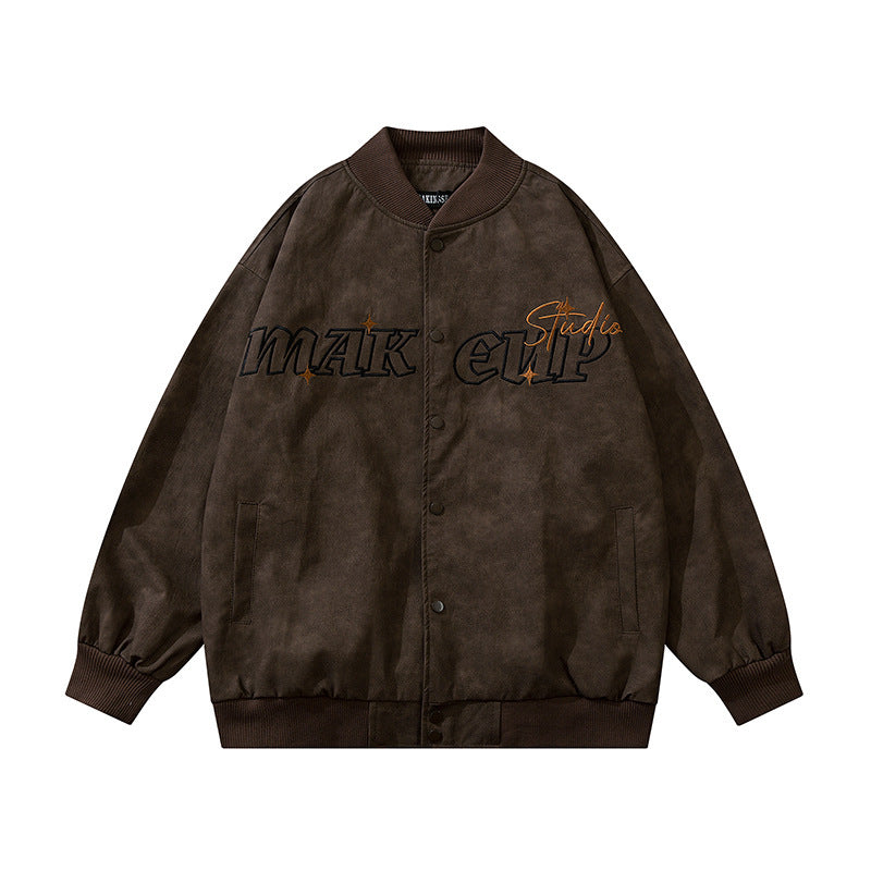 Fashion Flower Baseball Leather Jacket