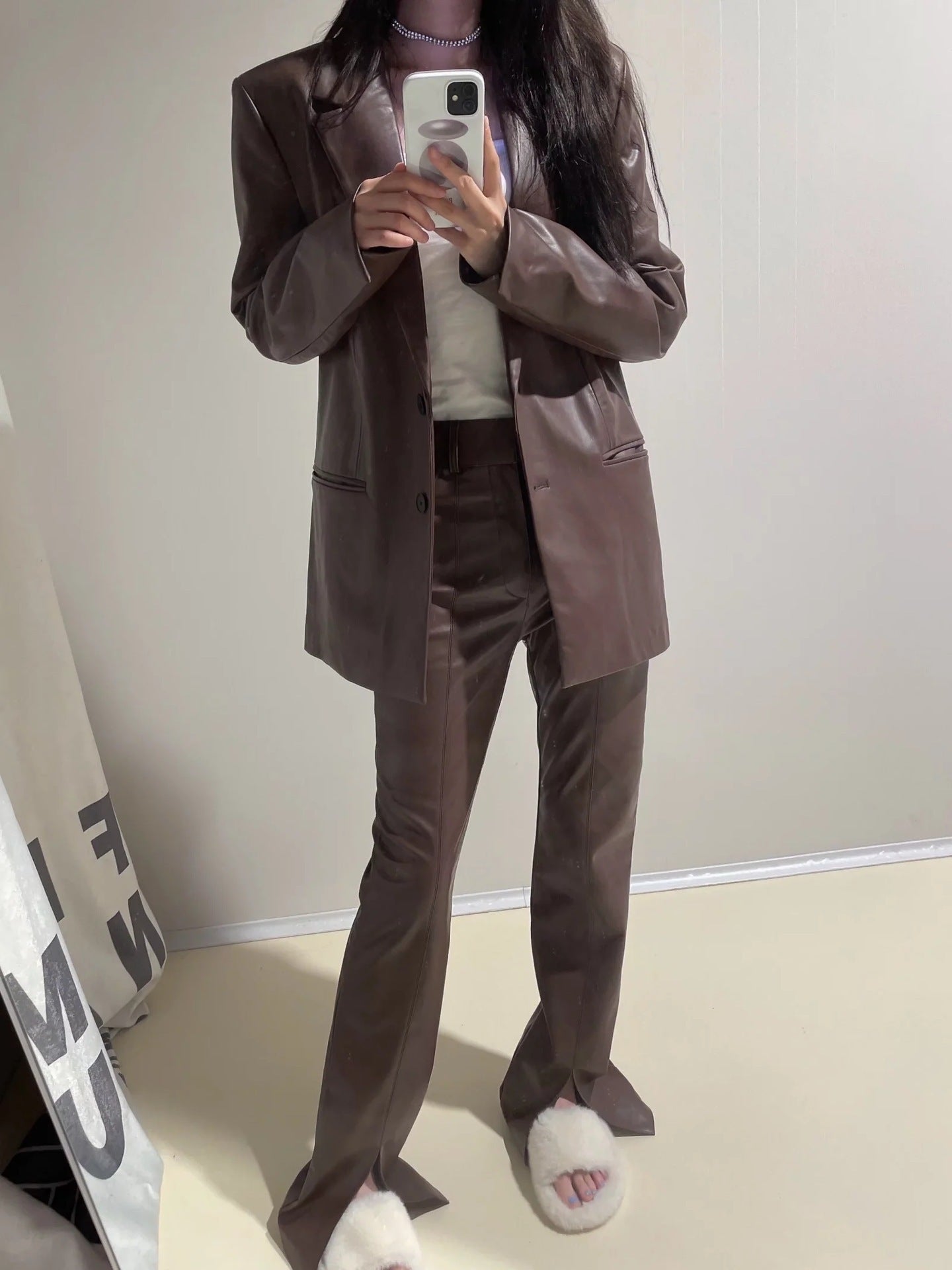 PU Leather Women's Suit