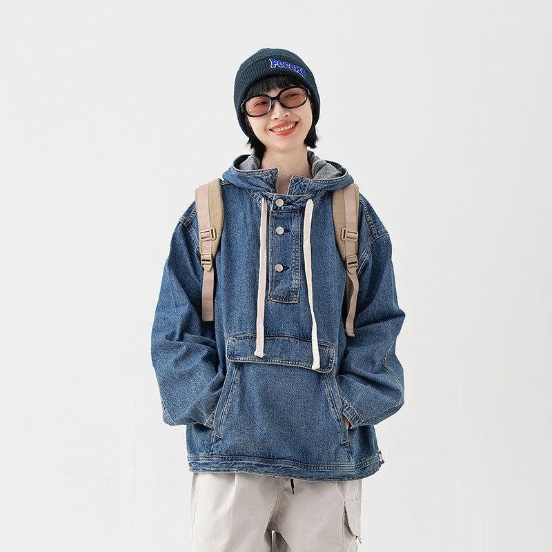 Men’s Hooded Denim – Casual Wash Cotton Denim Jacket