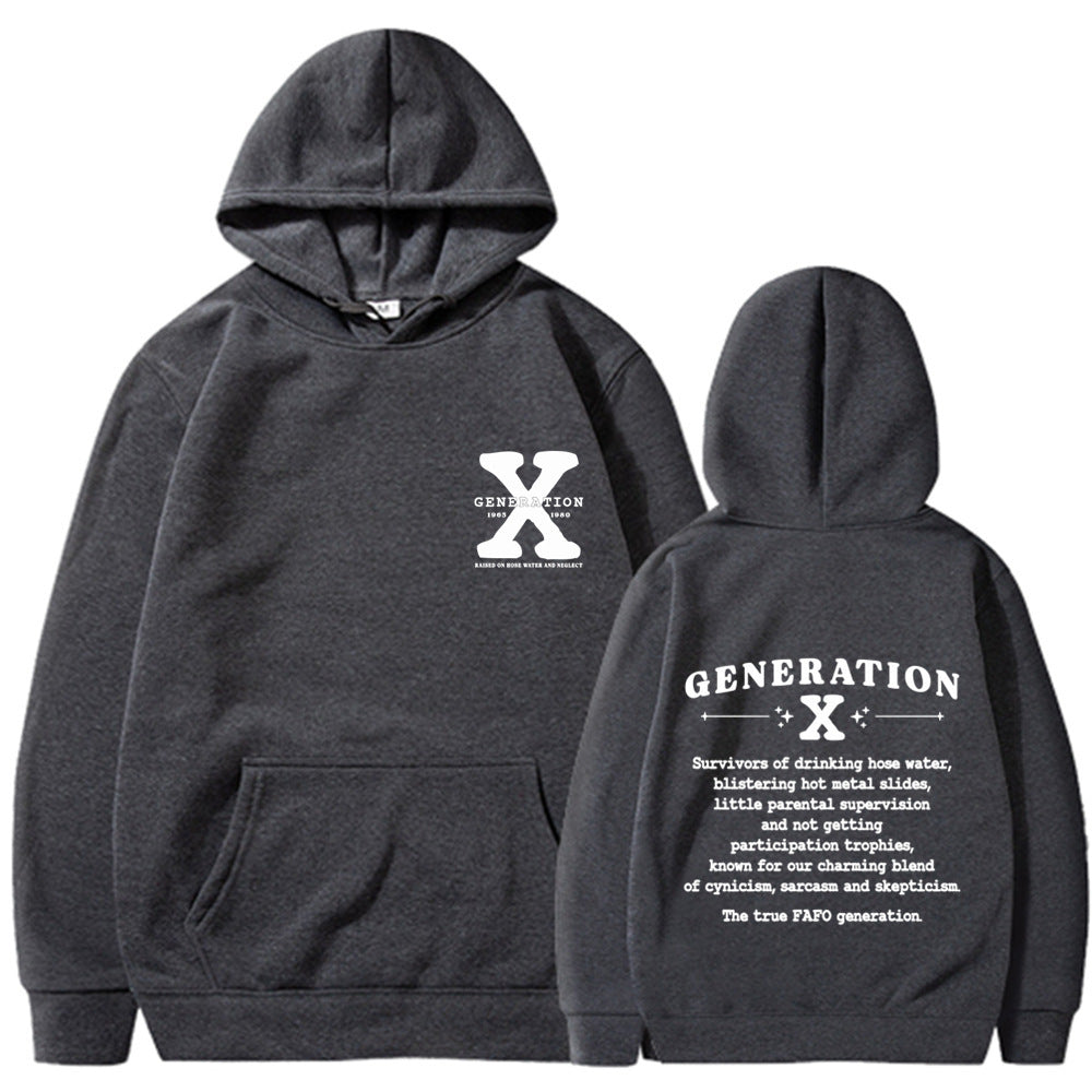 GEN X Printed Black Hoodie