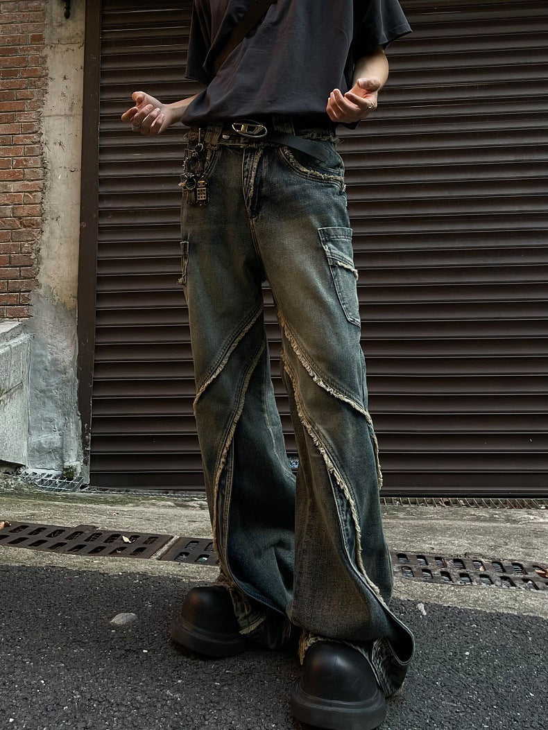 Stitching Edging Zipper Slightly - Draggle Tail Baggy Jeans
