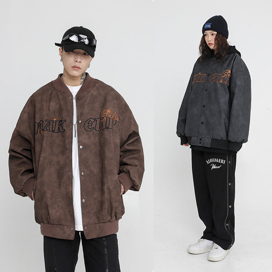 Fashion Flower Baseball Leather Jacket