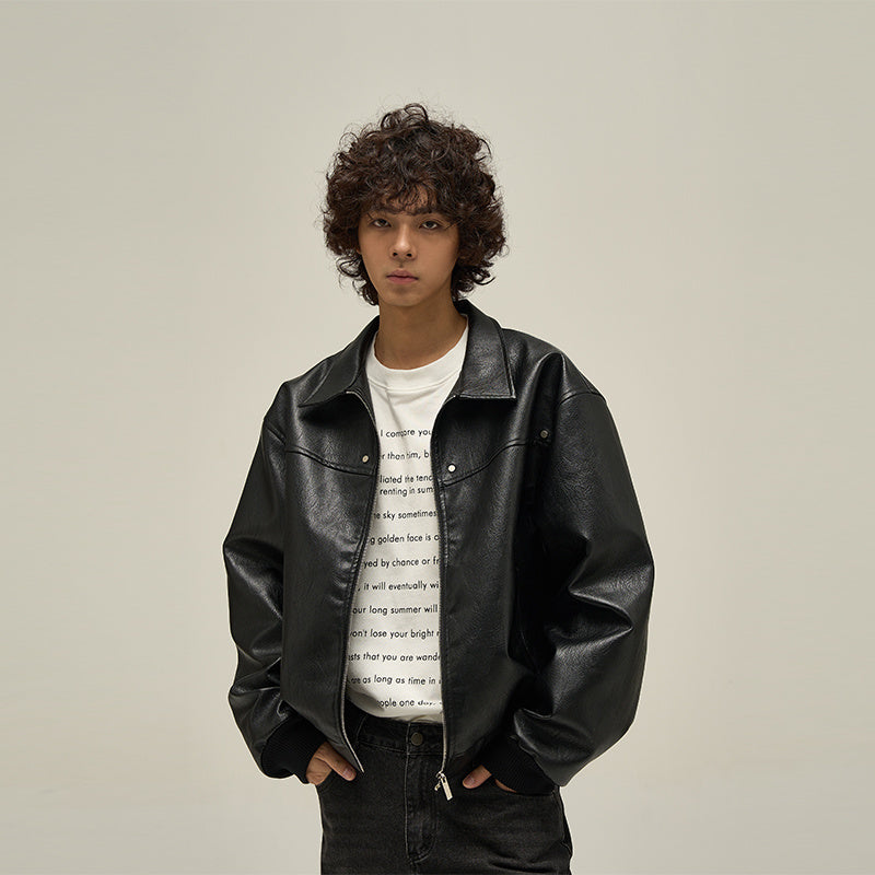 Men’s Retro Lapel Cotton Jacket with Metal Decoration