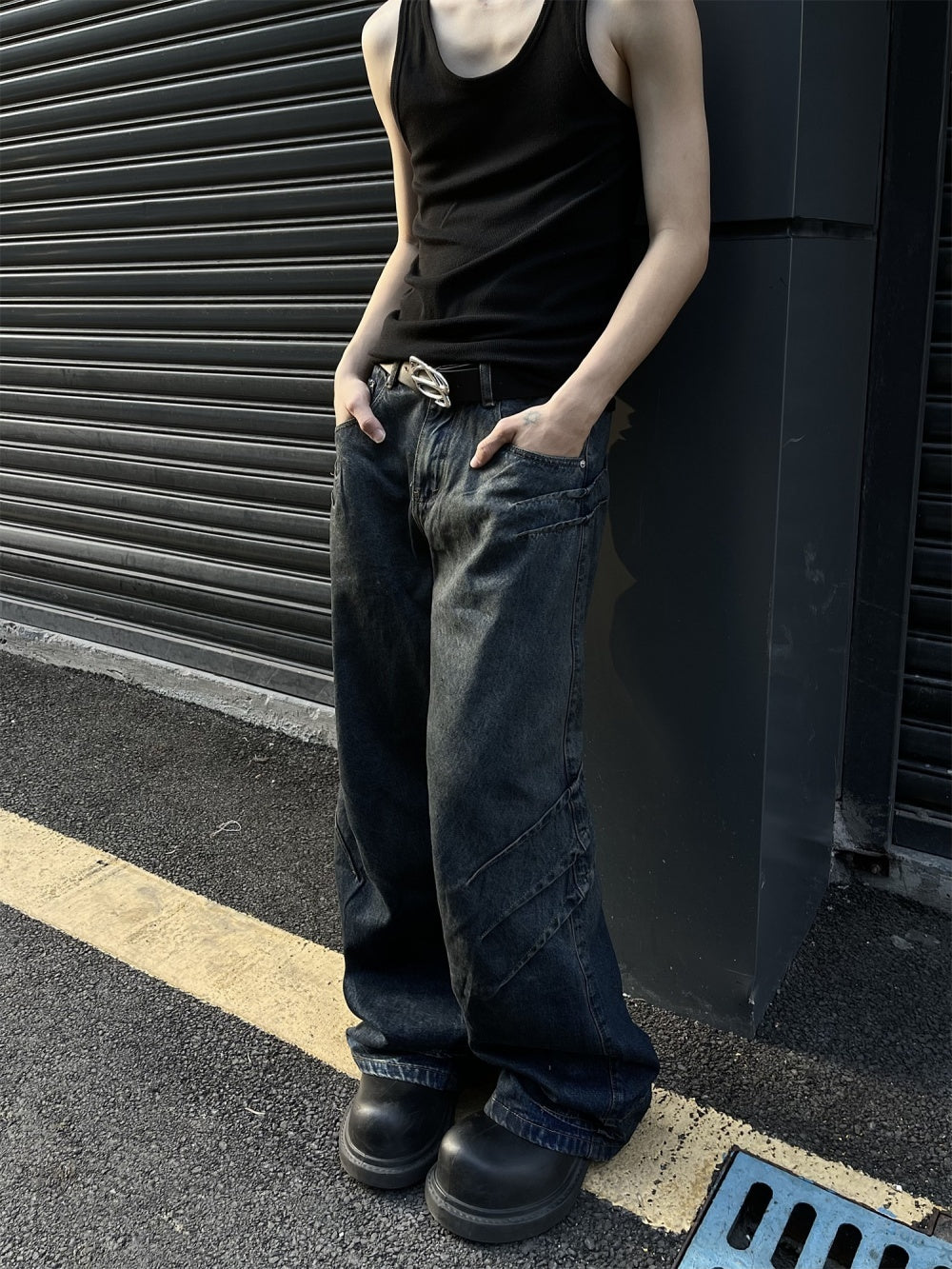 Men’s Mid-Waist - Denim Baggy Jeans