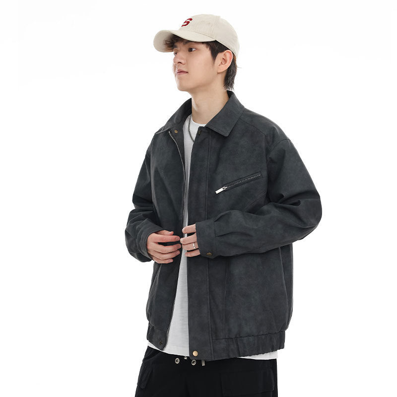 Retro Biker Jacket - PU Loose Fit Streetwear Leather Jacket