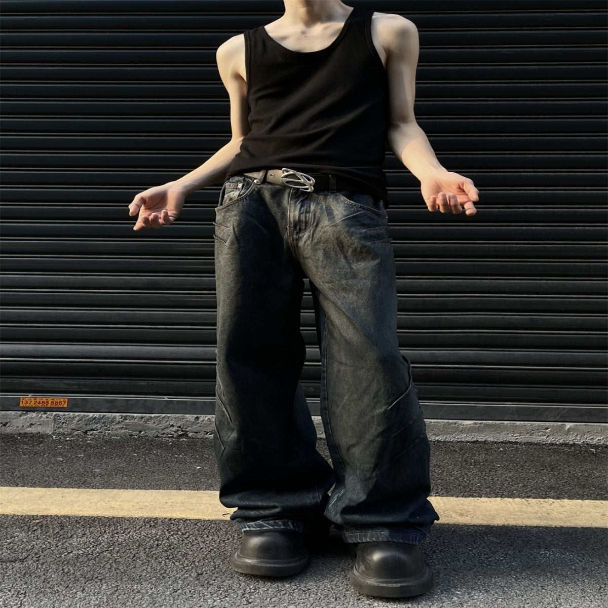 Men’s Mid-Waist - Denim Baggy Jeans