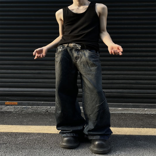 Men’s Mid-Waist - Denim Baggy Jeans