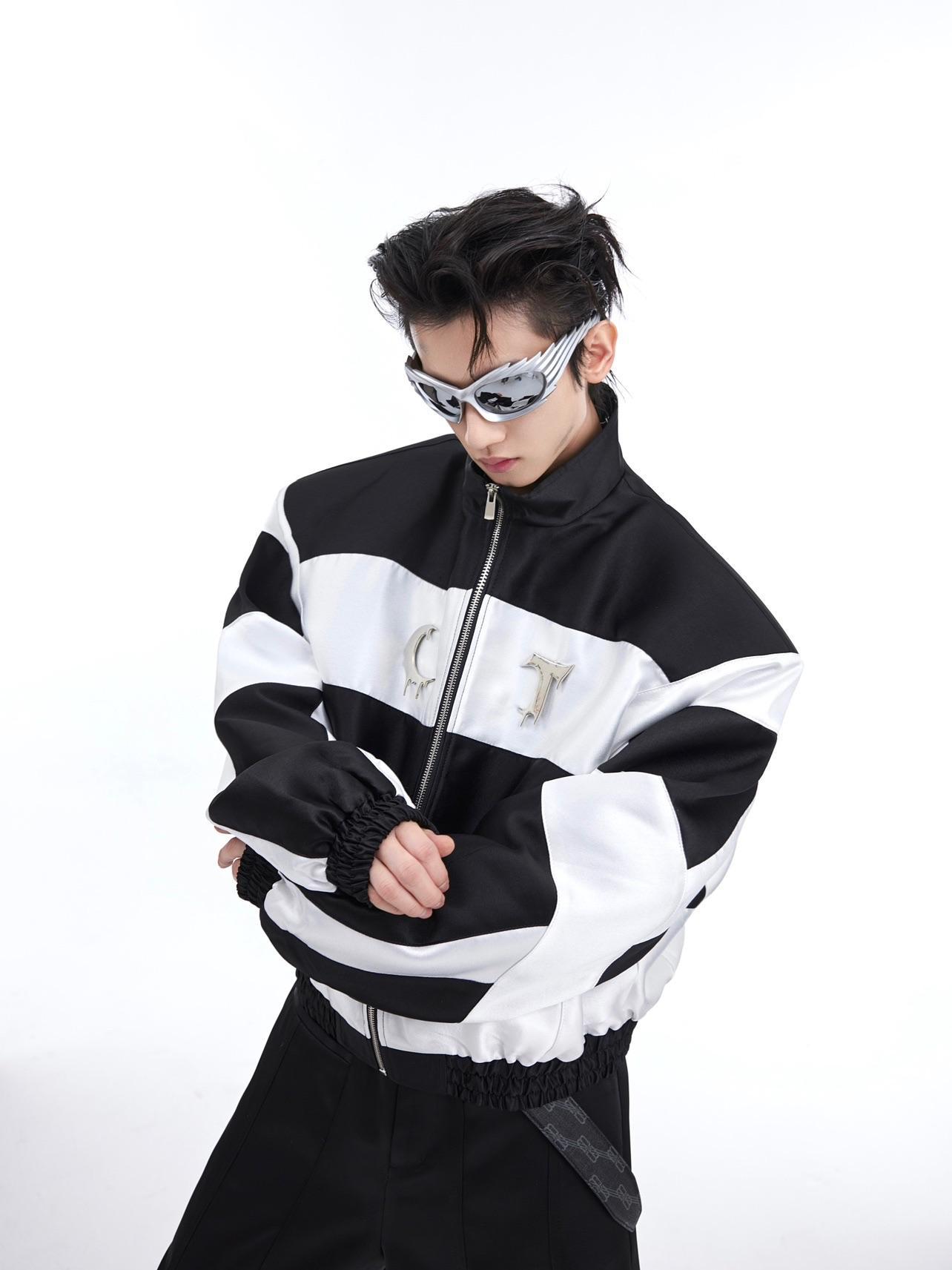 Men’s Retro Metal Embellished - Biker Jacket