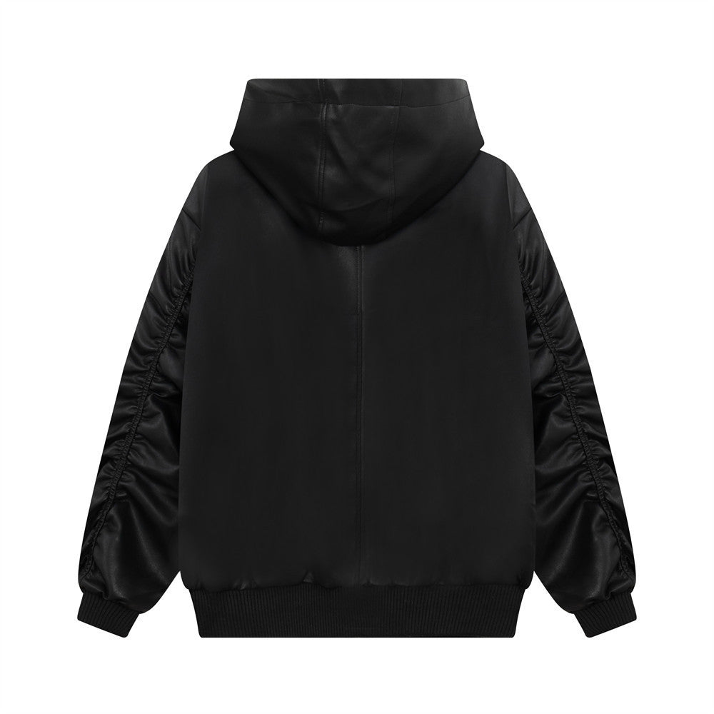 Hooded Leather Coat Jacket