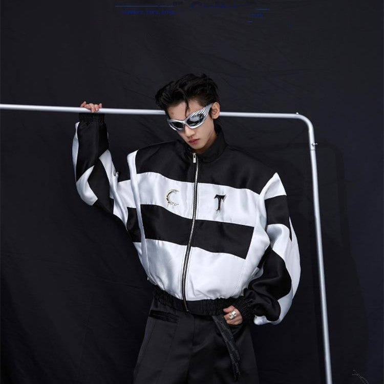 Men’s Retro Metal Embellished - Biker Jacket