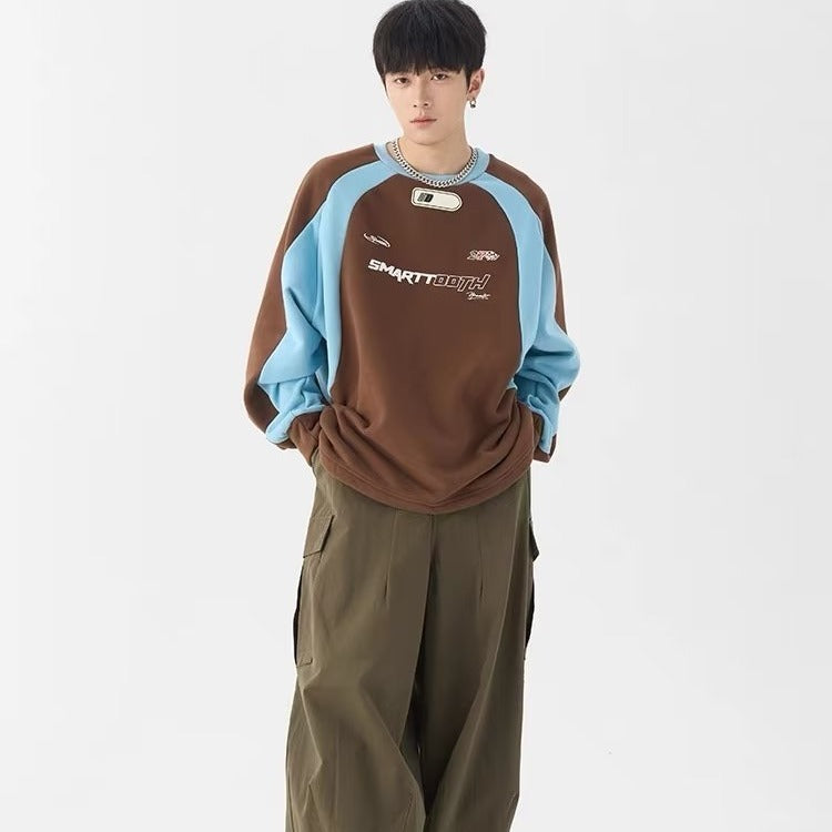 Letter Pattern American-Style Retro – Loose Fit Pullover