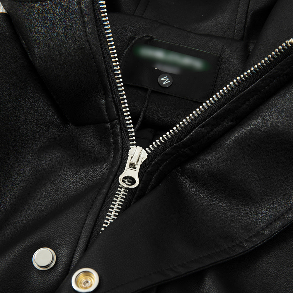 Hooded Leather Coat Jacket